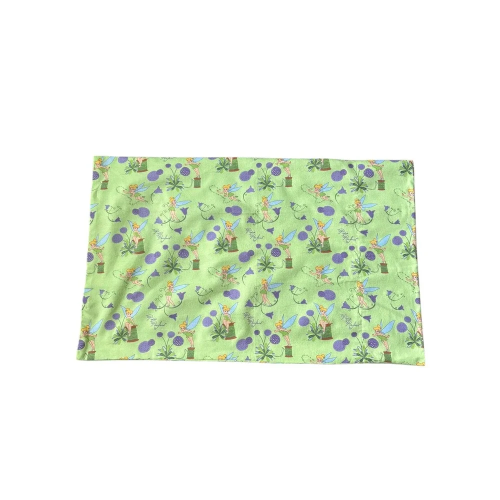 Disney Tinker Bell Pillowcase Green Fairy‎ Print Handmade Standard Size